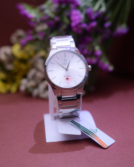 Silver Stainless Steel Mens Wrist Watch with White Dial

