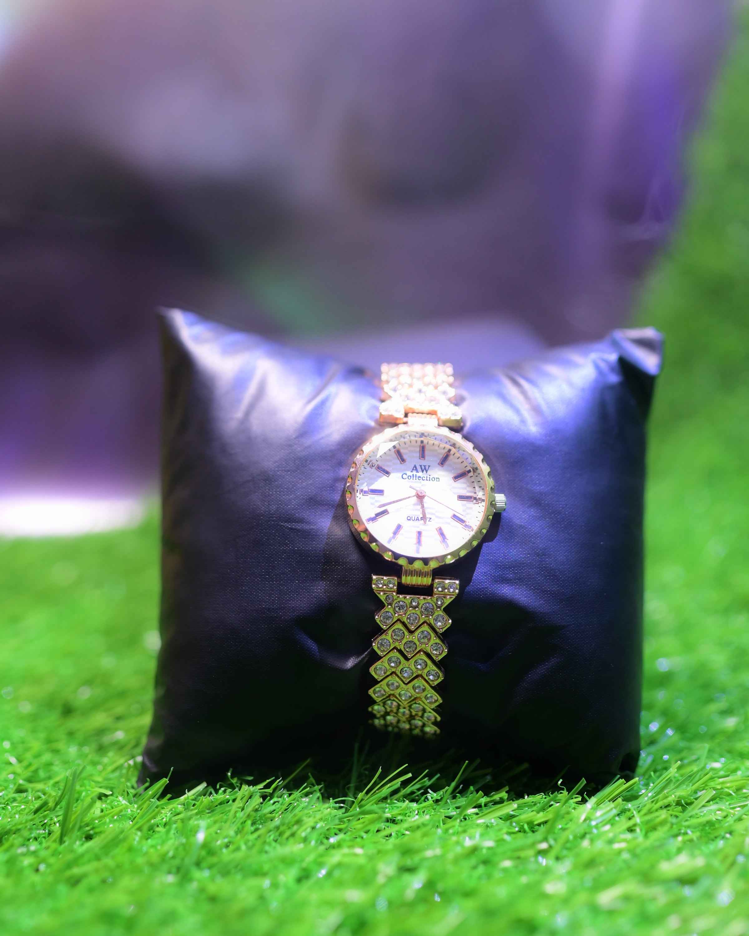 AW Collection Gold & Diamond Style Ladies Hand Watch