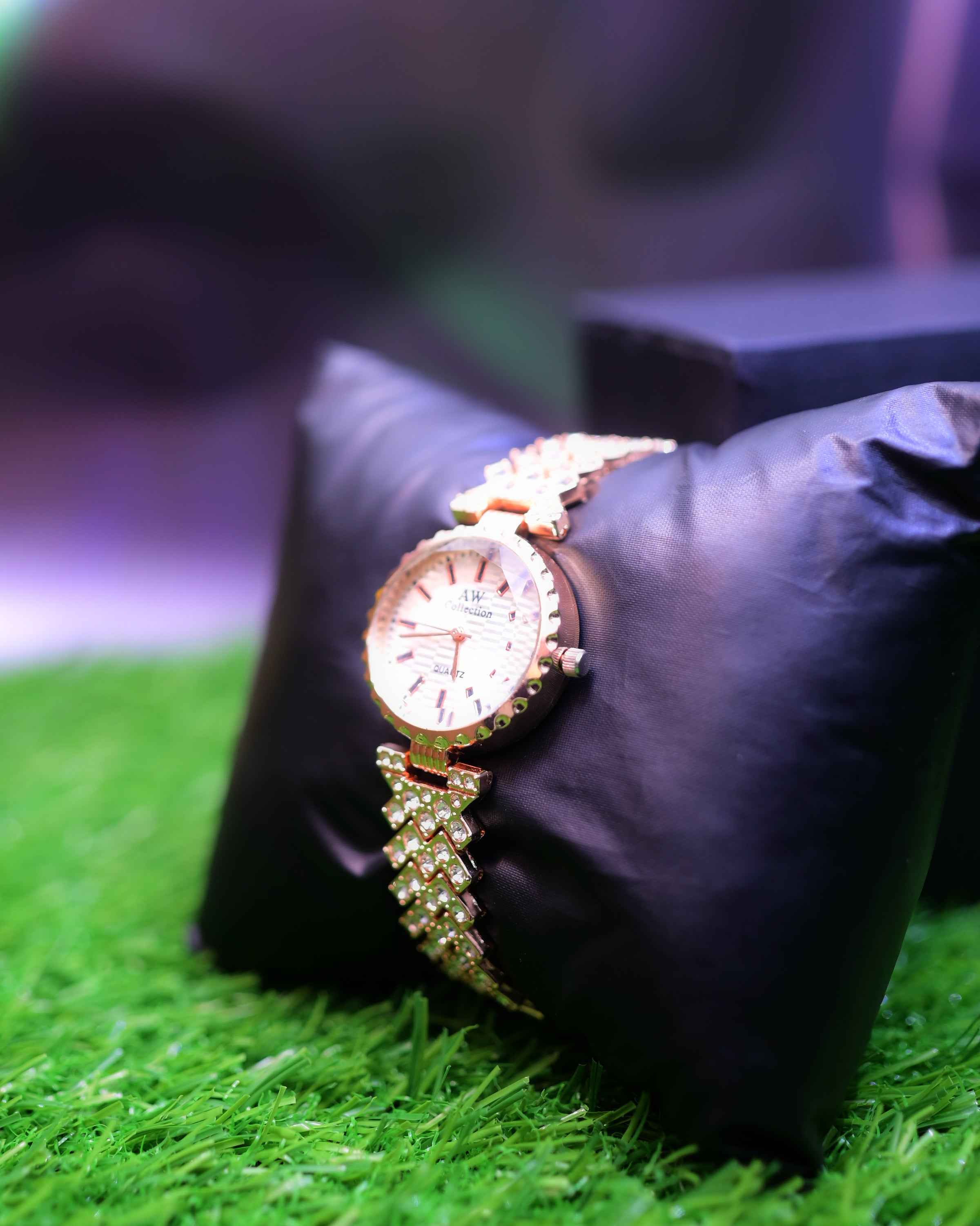 AW Collection Gold & Diamond Style Ladies Hand Watch