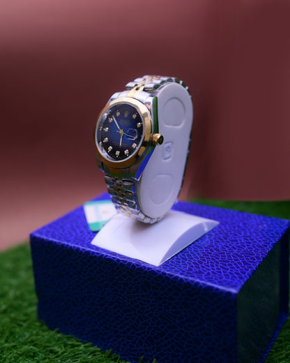 Two-Tone Oyster Perpetual Date Just Style Men's Wrist Watch with Diamonds

