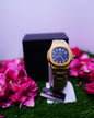 BestWin gold mens wrist watch with blue dial - stainless steel watch for men

