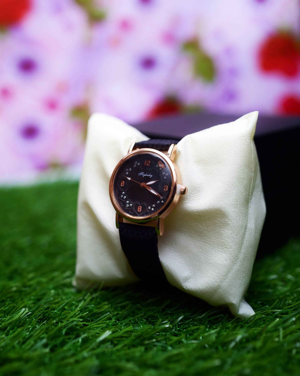 Elegant Ladies Hand Watch - Rose Gold & Black Wrist Watch Online
