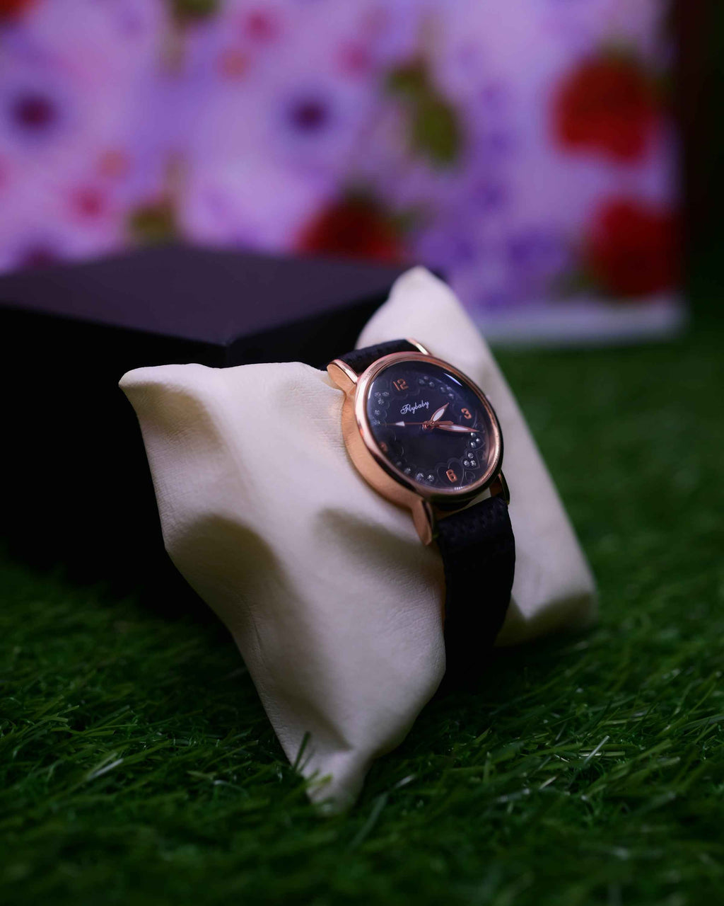 Elegant Ladies Hand Watch - Rose Gold & Black Wrist Watch Online