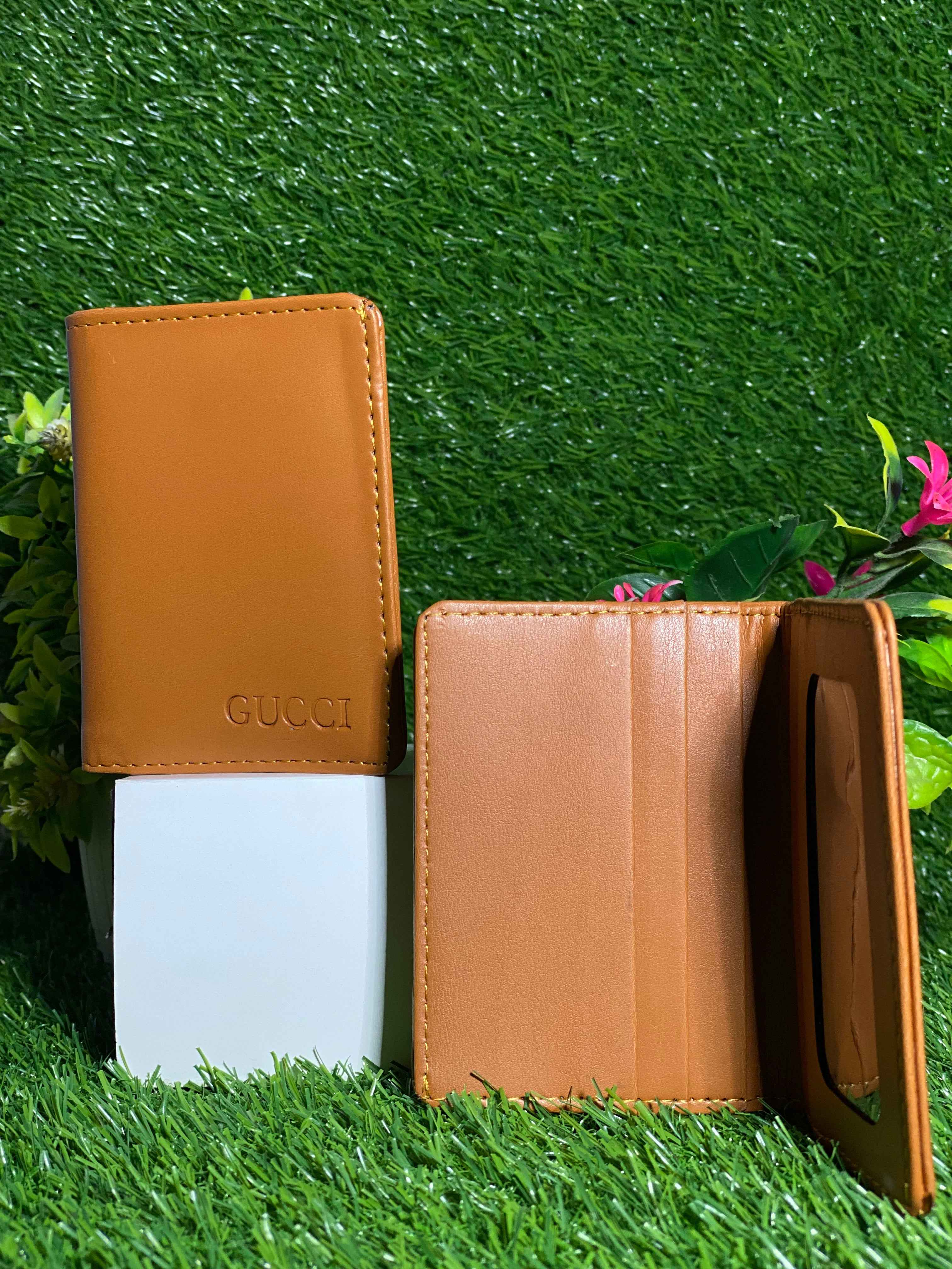 Slim Tan Leather Card Holder Wallet for Men