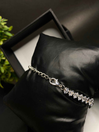 Luxury Floral Crystal Bracelet with Black Stone Details