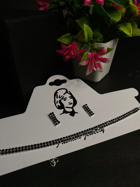 Black Crystal Luxe Necklace & Tops