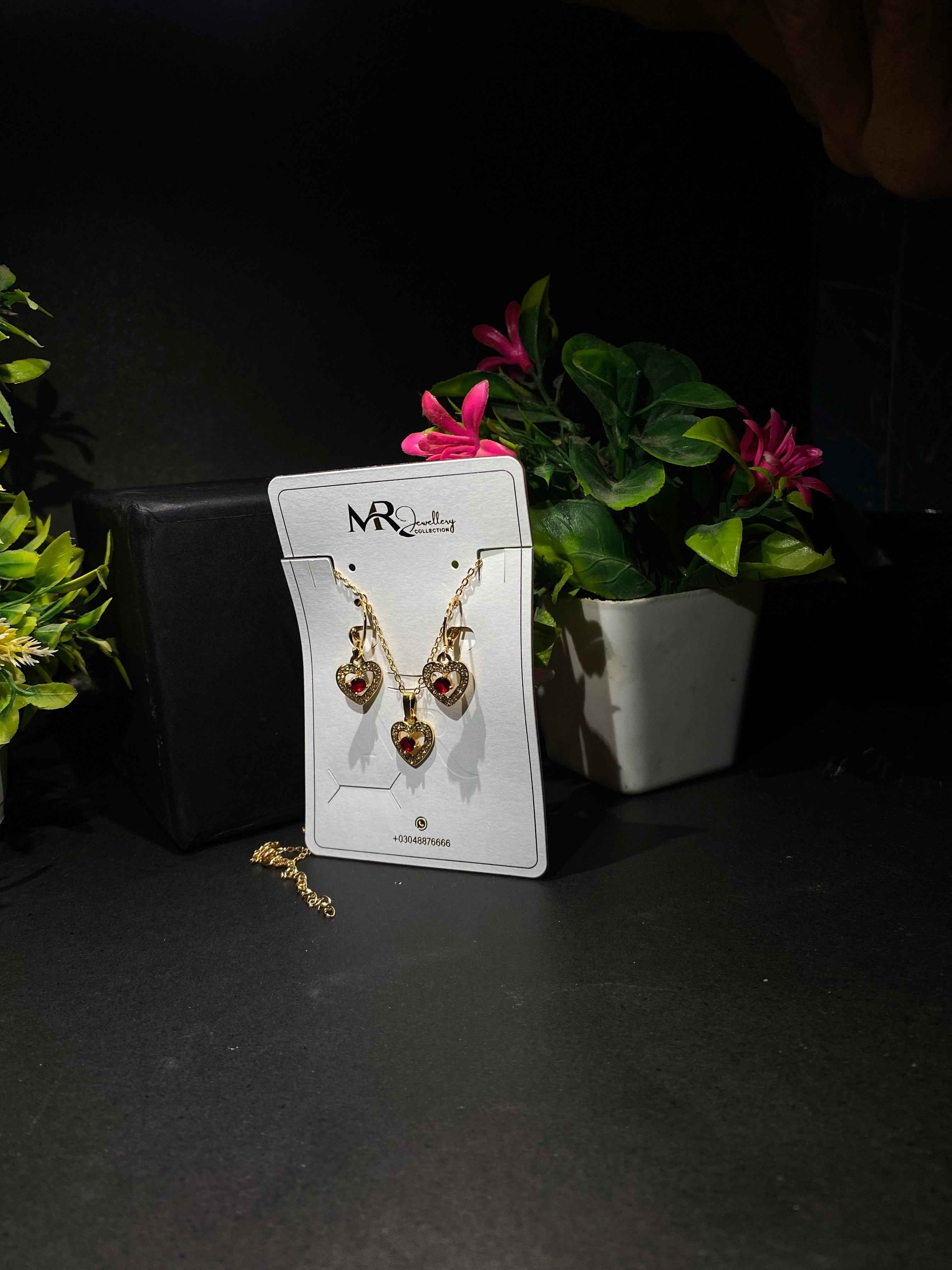 Golden Heart Charm Necklace & Tops