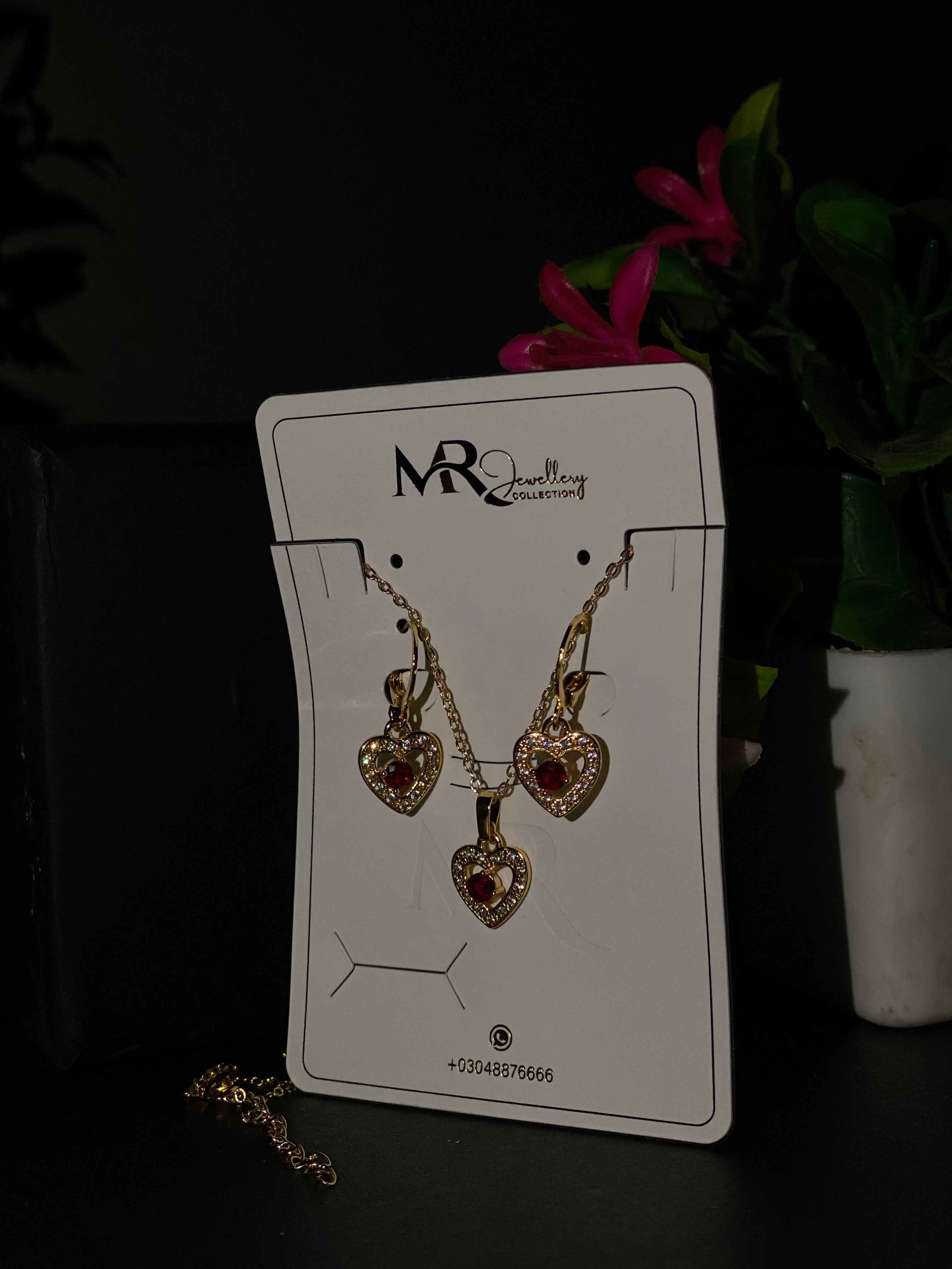 Golden Heart Charm Necklace & Tops