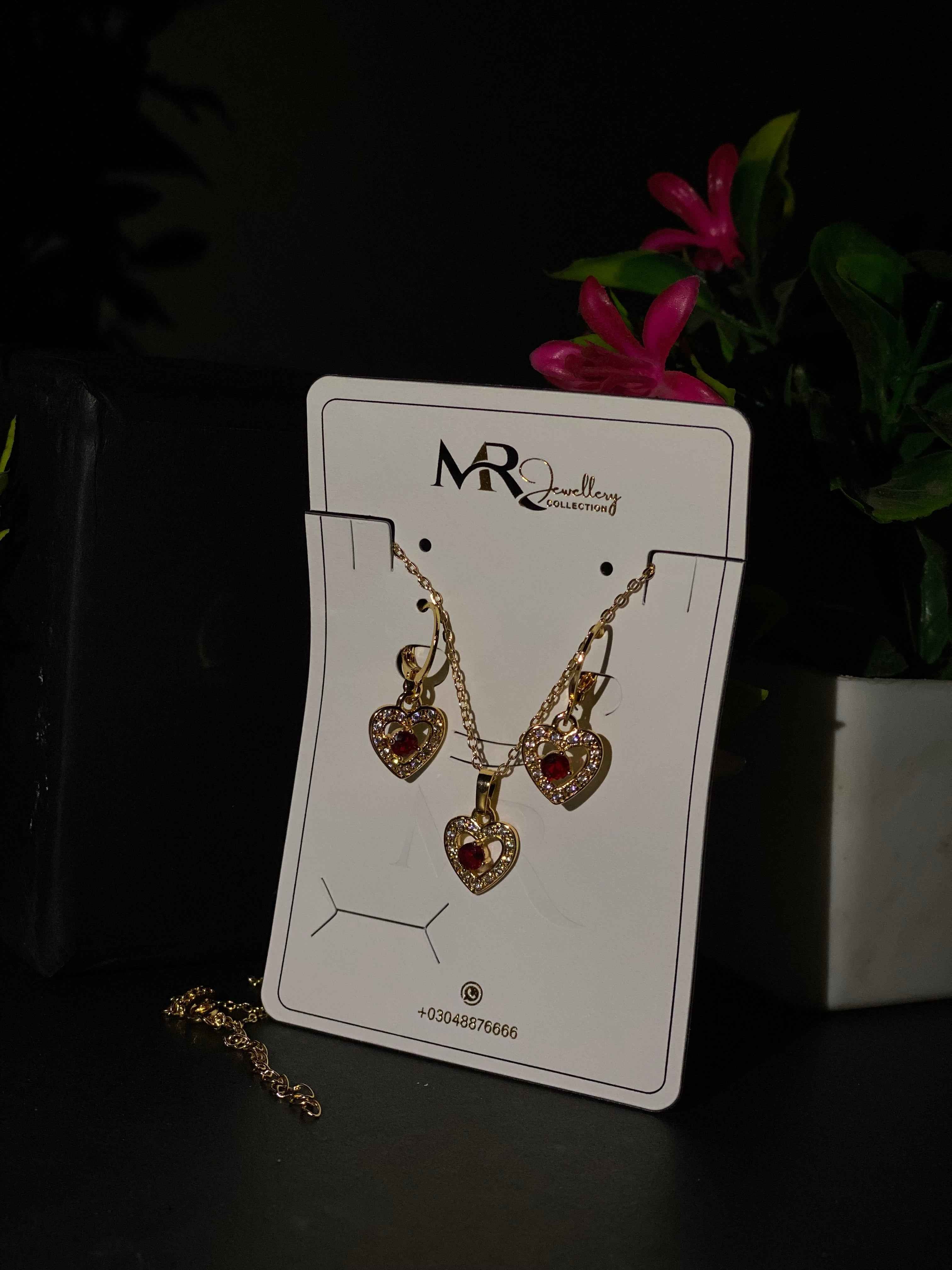 Golden Heart Charm Necklace & Tops