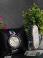 Elegant Silver Watch with Diamond Accents in Display Box