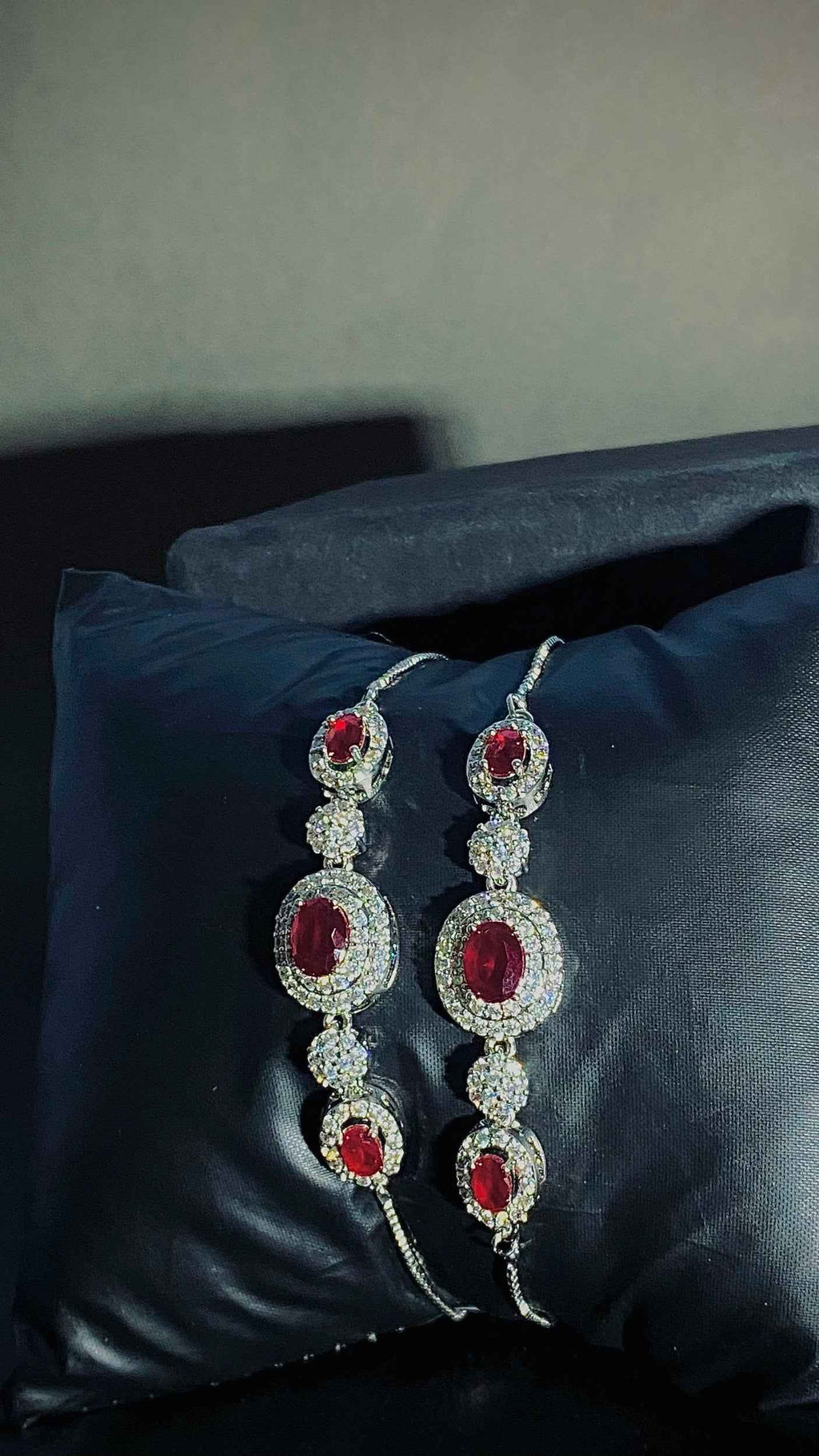 Elegant Drop Bracelet Featuring Rubies and Diamonds