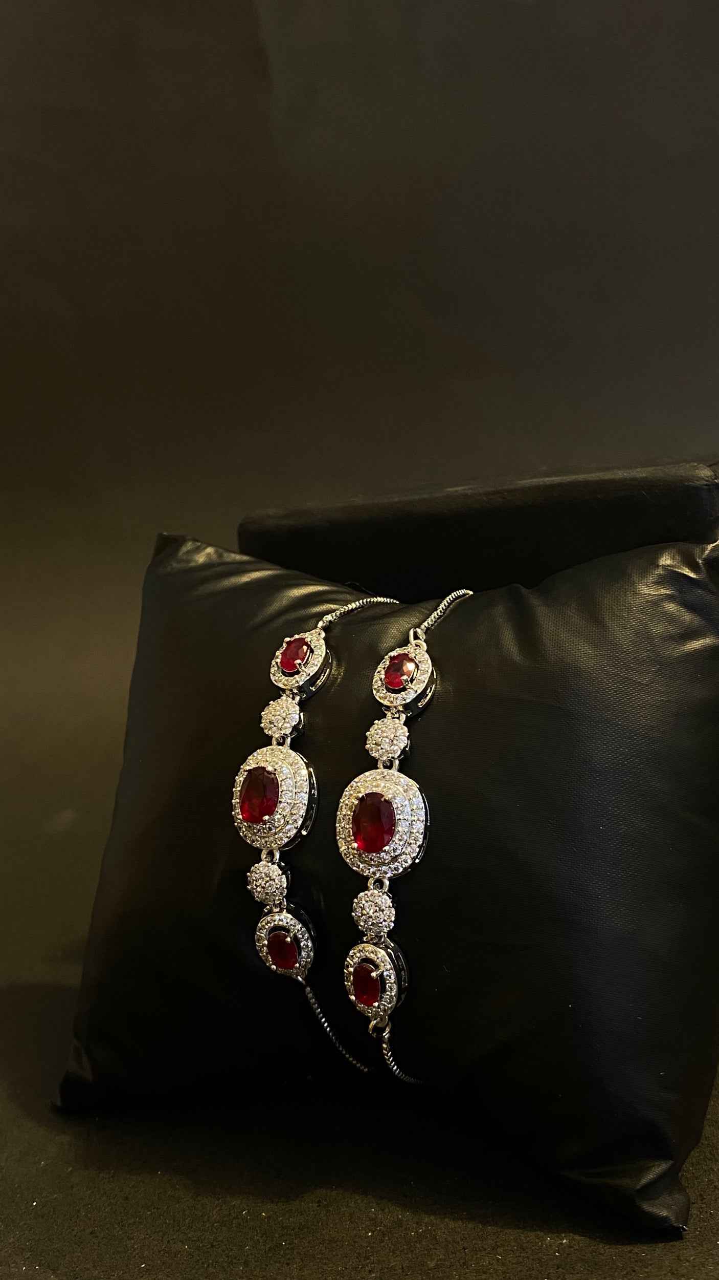 Elegant Drop Bracelet Featuring Rubies and Diamonds