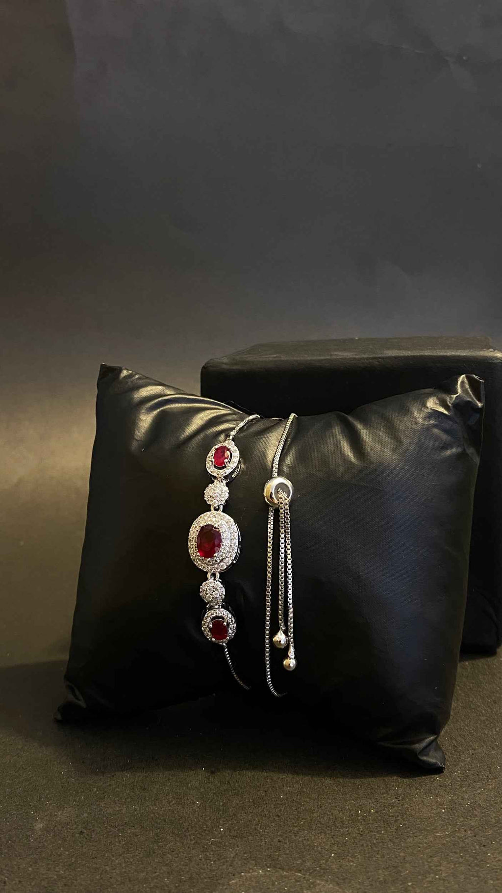 Elegant Drop Bracelet Featuring Rubies and Diamonds