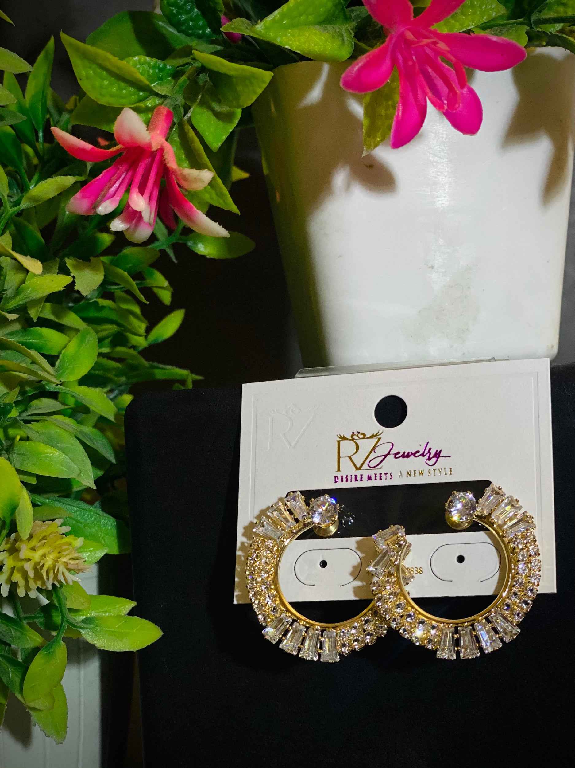 Dazzling Stone-Studded Hoops – Luxury Style by JS.