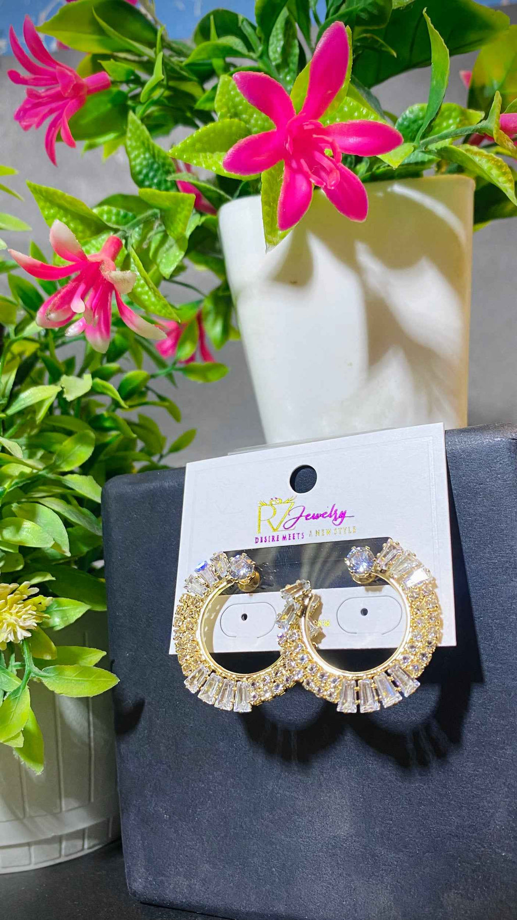 Dazzling Stone-Studded Hoops – Luxury Style by JS.