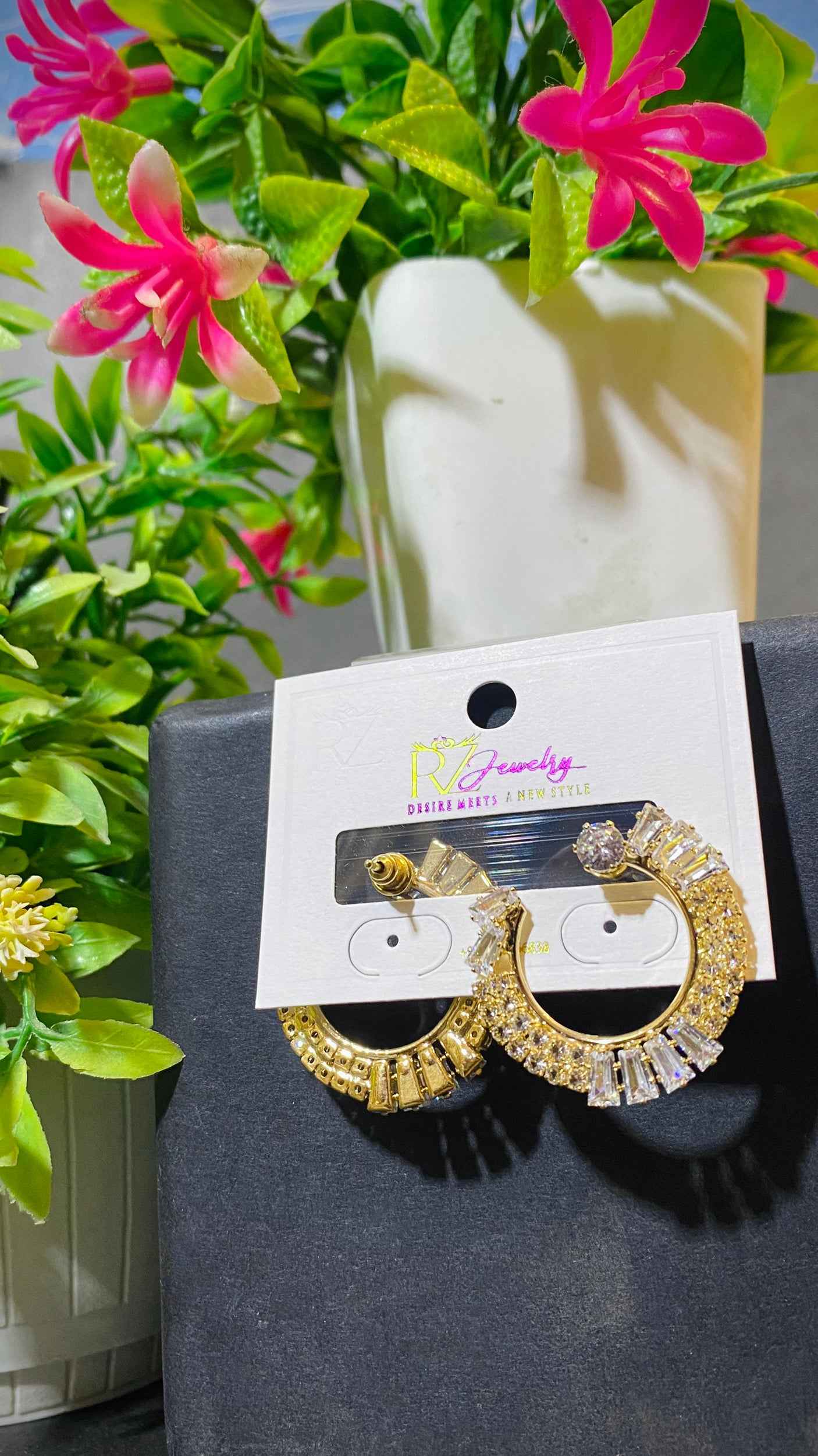 Dazzling Stone-Studded Hoops – Luxury Style by JS.