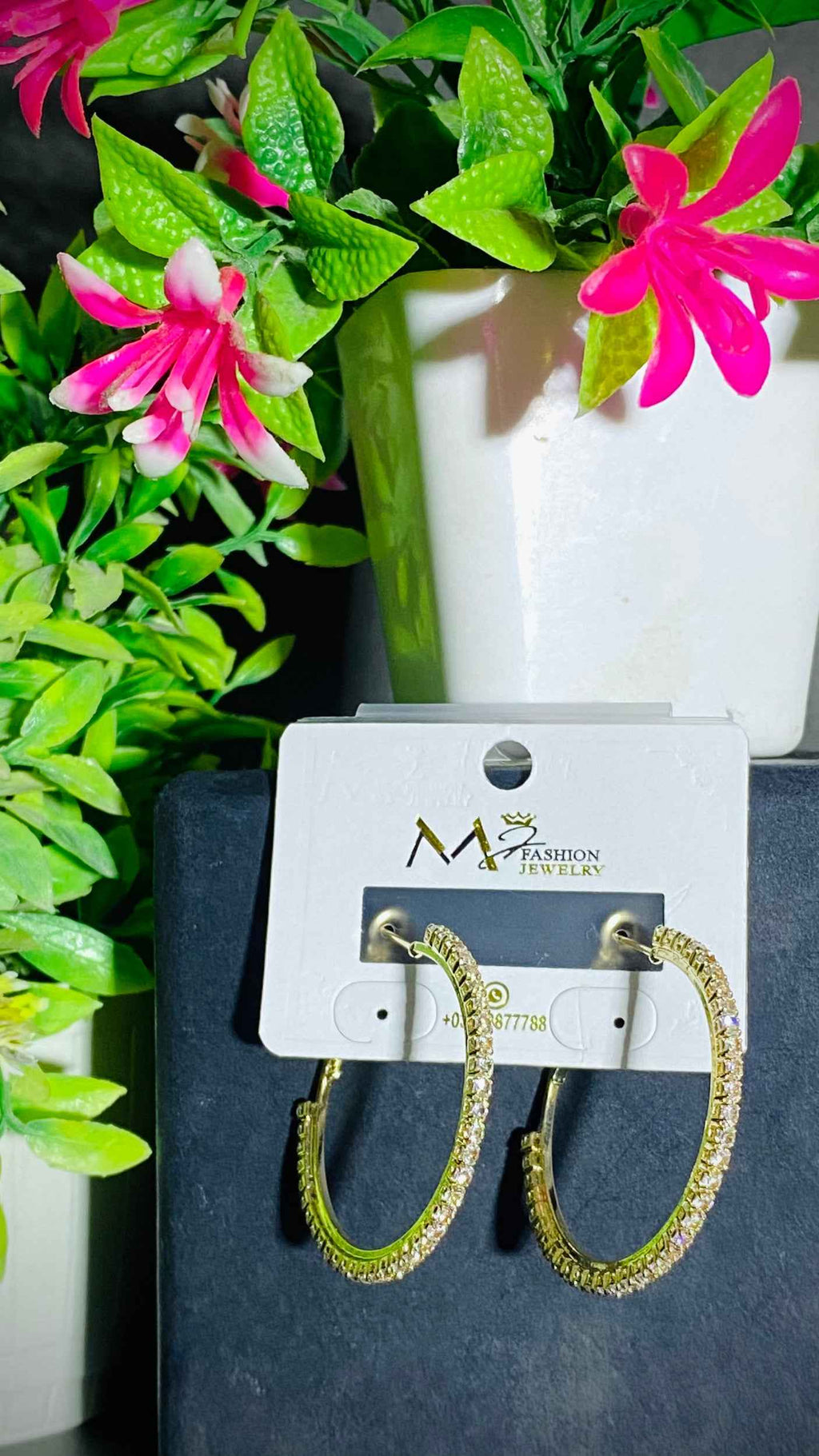 Gold-Plated Crystal Hoop Earrings – Refined Sparkle by JS Fashion Jewelry.