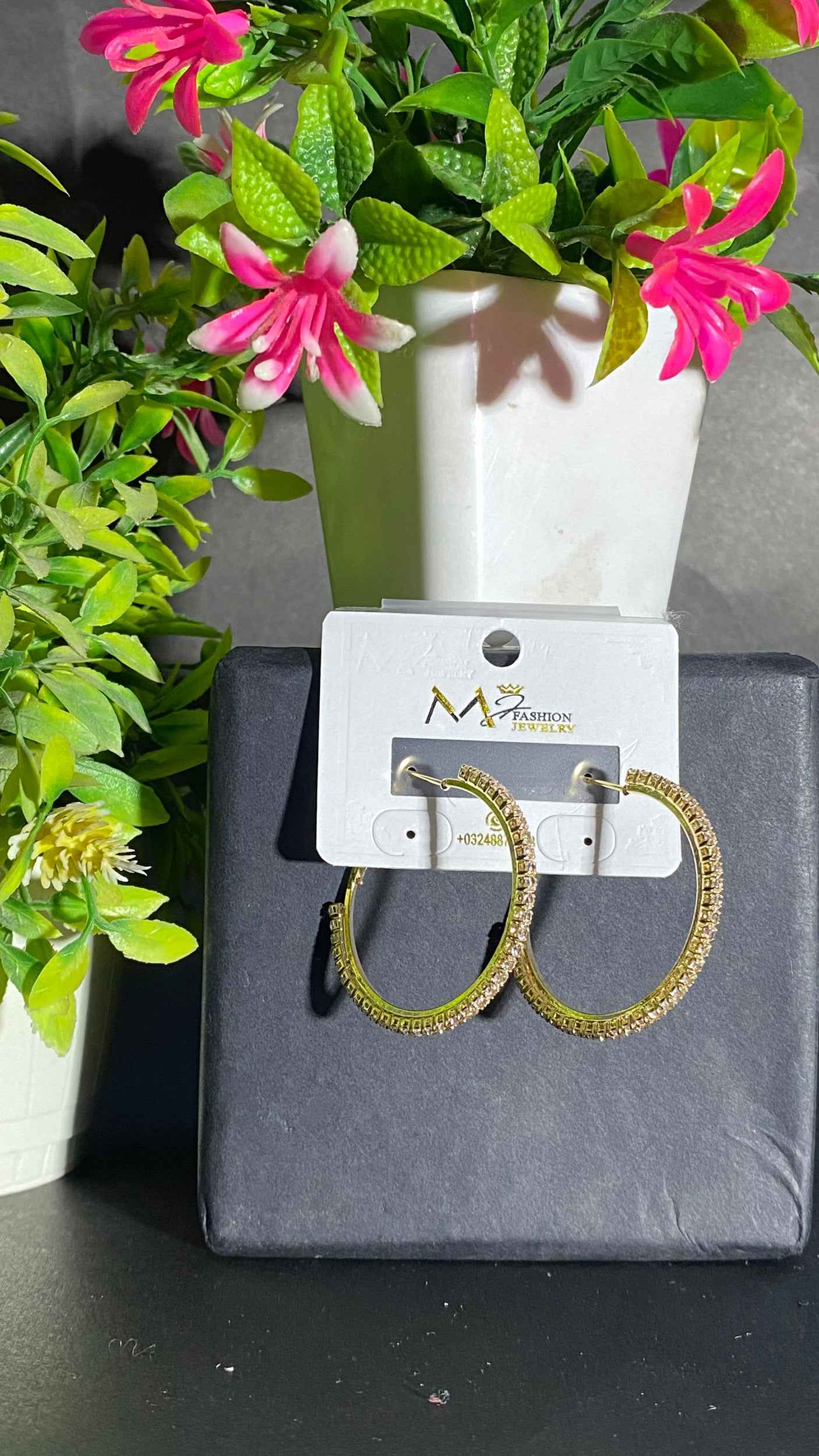 Gold-Plated Crystal Hoop Earrings – Refined Sparkle by JS Fashion Jewelry.