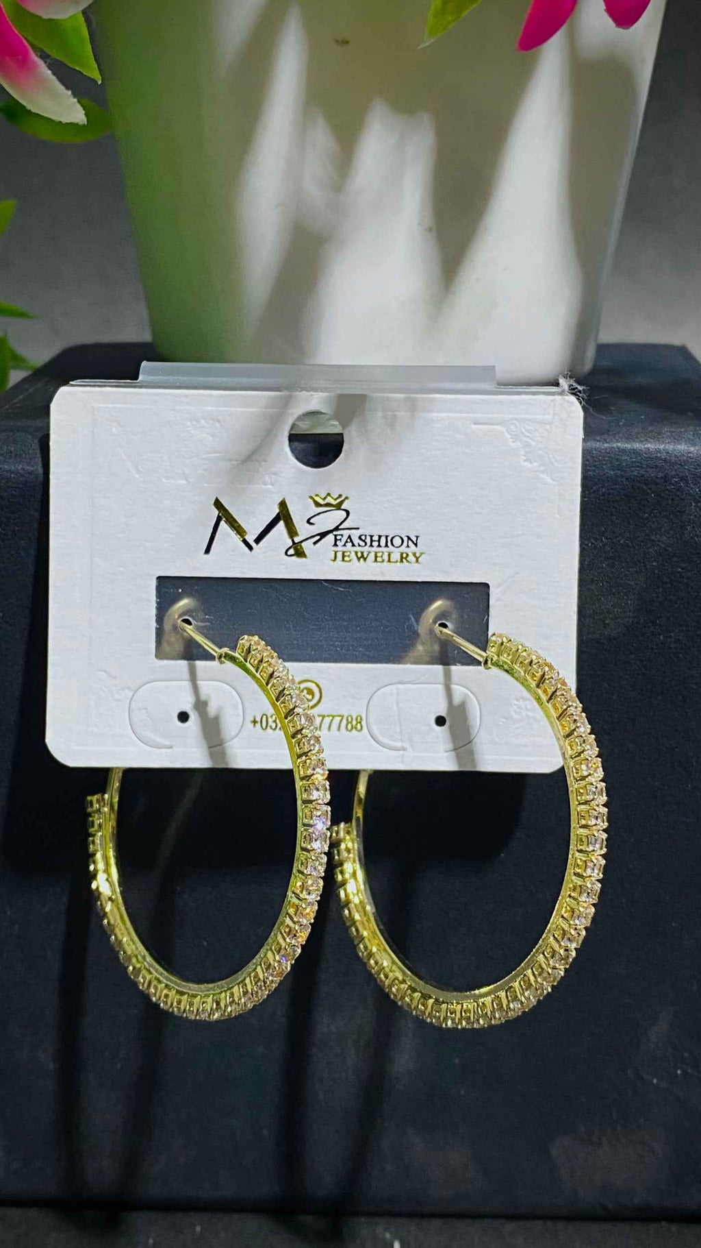 Gold-Plated Crystal Hoop Earrings – Refined Sparkle by JS Fashion Jewelry.
